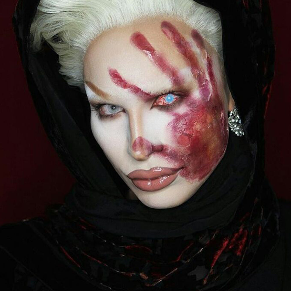 Model are wearing Bloodshot Infected Zombie Sclera Lenses