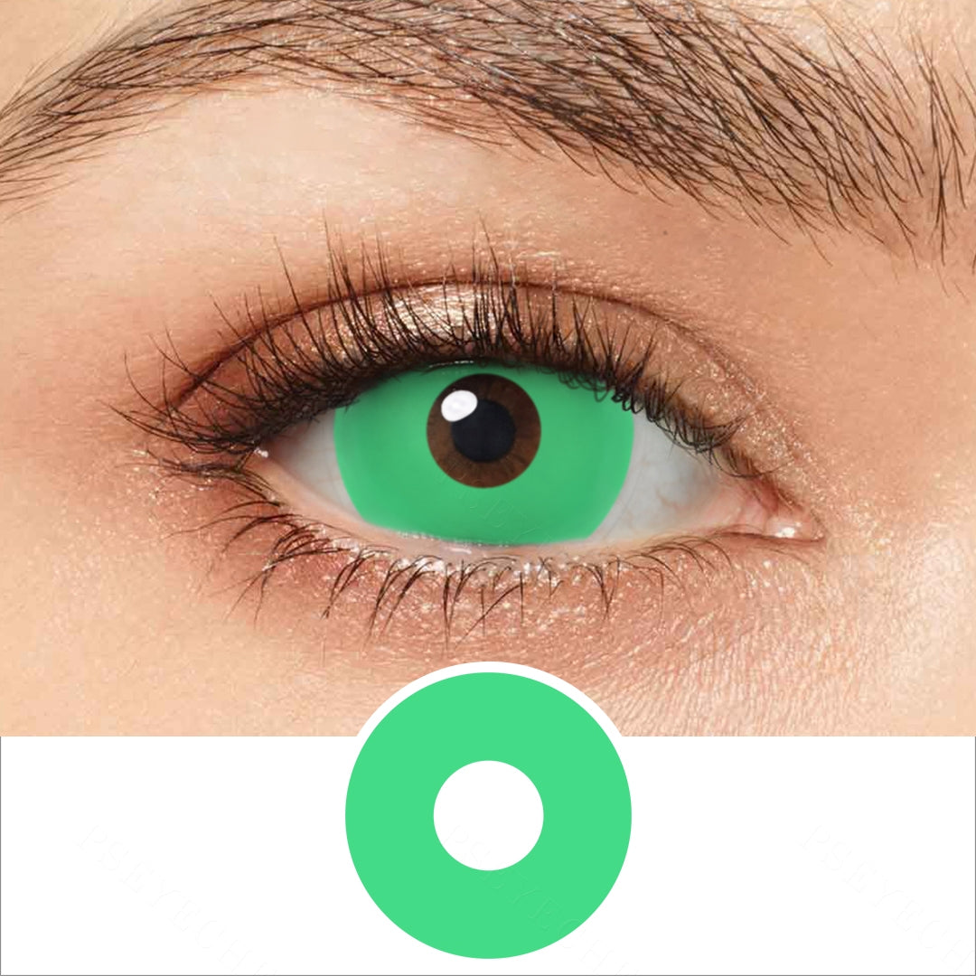 UV Glow Green Mini Sclera Contacts - PsEYEche