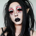 Model are wearing Red and Black Sclera Lenses