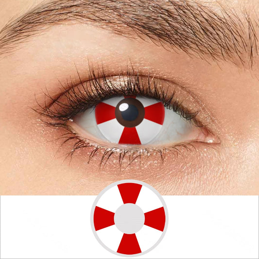 Red White BioHazard Contacts - PsEYEche